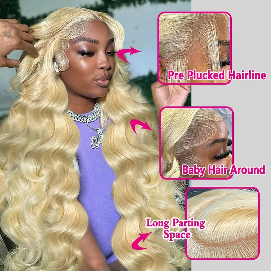 30" 613 Blonde Body Wave 360 HD Lace Human Hair Wig