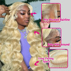 30" 613 Blonde Body Wave 360 HD Lace Human Hair Wig