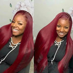 99J Burgundy HD Lace Front Human Hair Wig | Straight