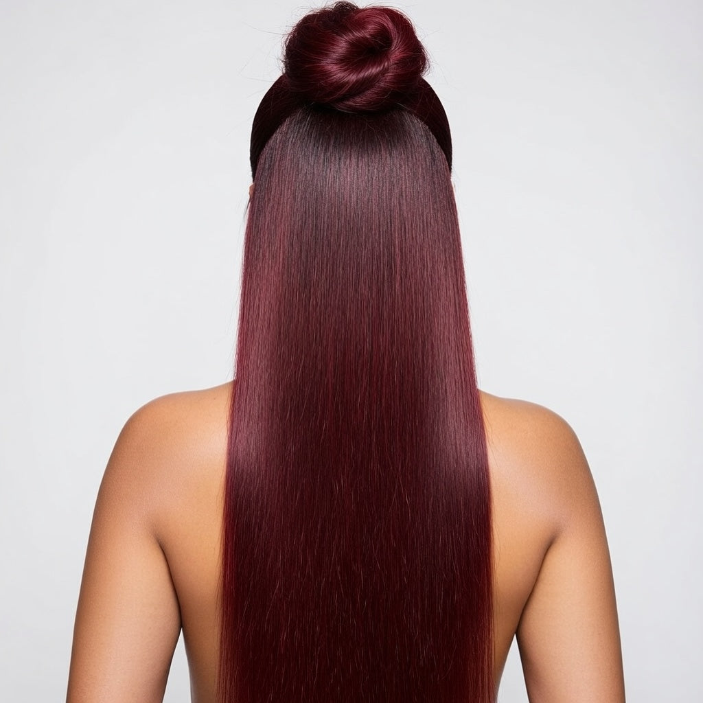 99J Burgundy HD Lace Front Human Hair Wig | Straight