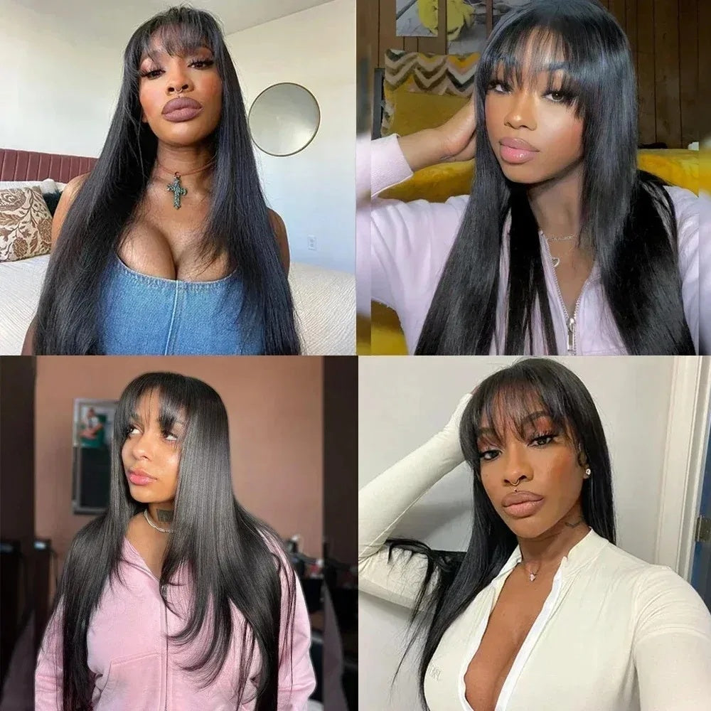 Black Straight Layered 13x4 HD Lace Glueless Synthetic Wig