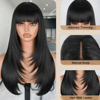 Black Straight Layered 13x4 HD Lace Glueless Synthetic Wig