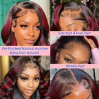 Black & Red Highlight 13x4 HD Lace Body Wave Cosplay Wig