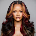 Blonde Red Highlight HD Lace Front Synthetic Wig | Body Wave