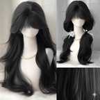 Brown Ash Long Deep Wave Lolita Wig With Bangs