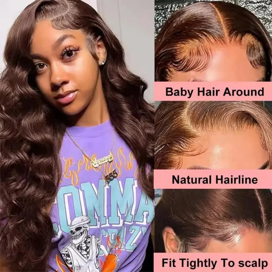 Chocolate Brown 13x6 HD Lace Body Wave Human Hair Wig