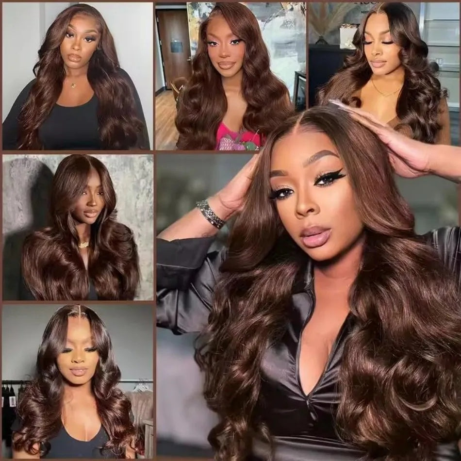 Chocolate Brown 13x6 HD Lace Body Wave Human Hair Wig