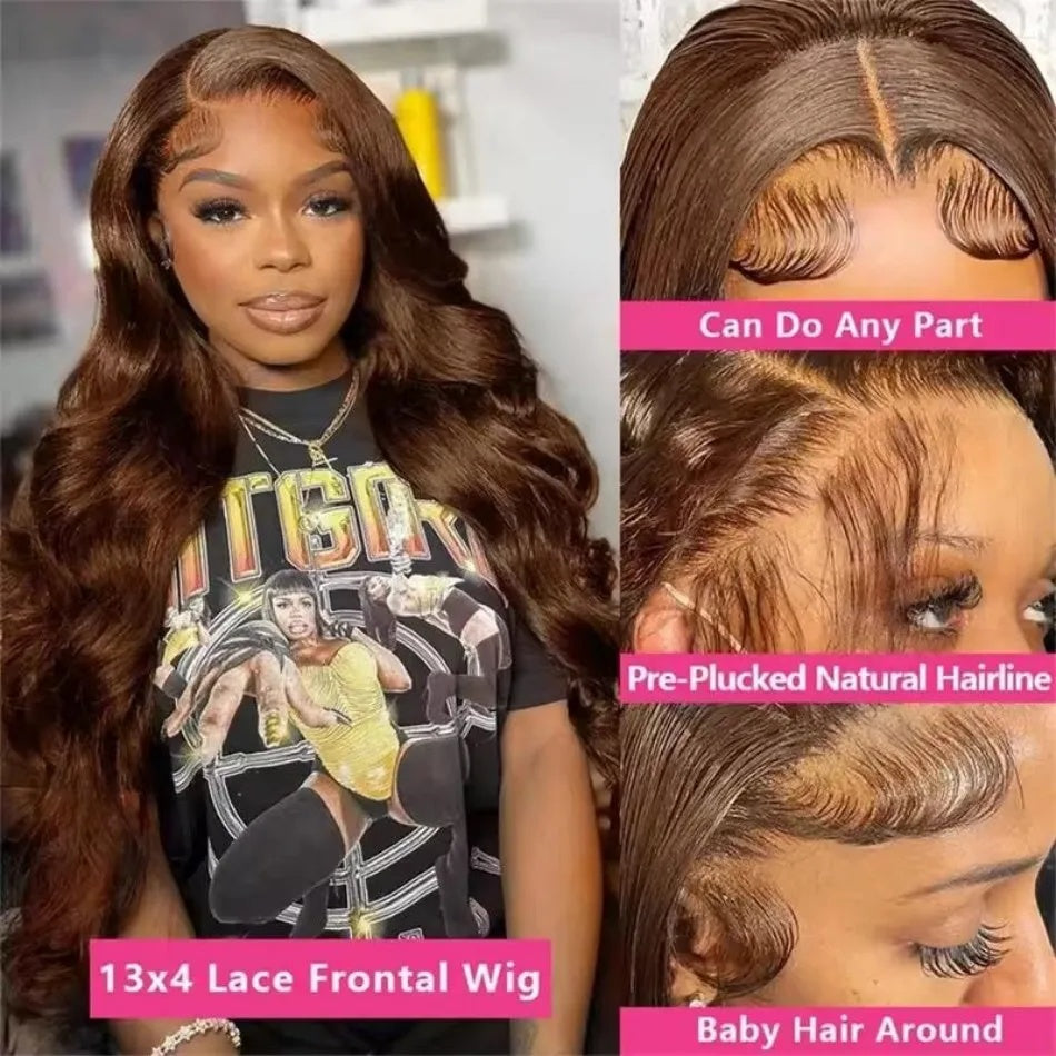 Chocolate Brown 13x6 HD Lace Body Wave Human Hair Wig