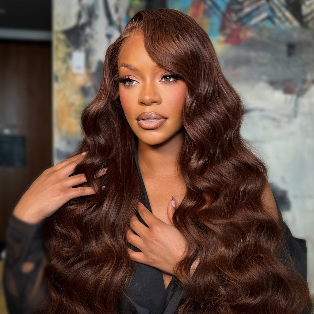 Chocolate Brown 13x6 HD Lace Body Wave Human Hair Wig