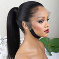 Glueless 26" Black Straight 13x4x1 Lace Front Synthetic Wig