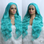 30" Teal Green Body Wave 13x6 HD Lace Human Hair Wig