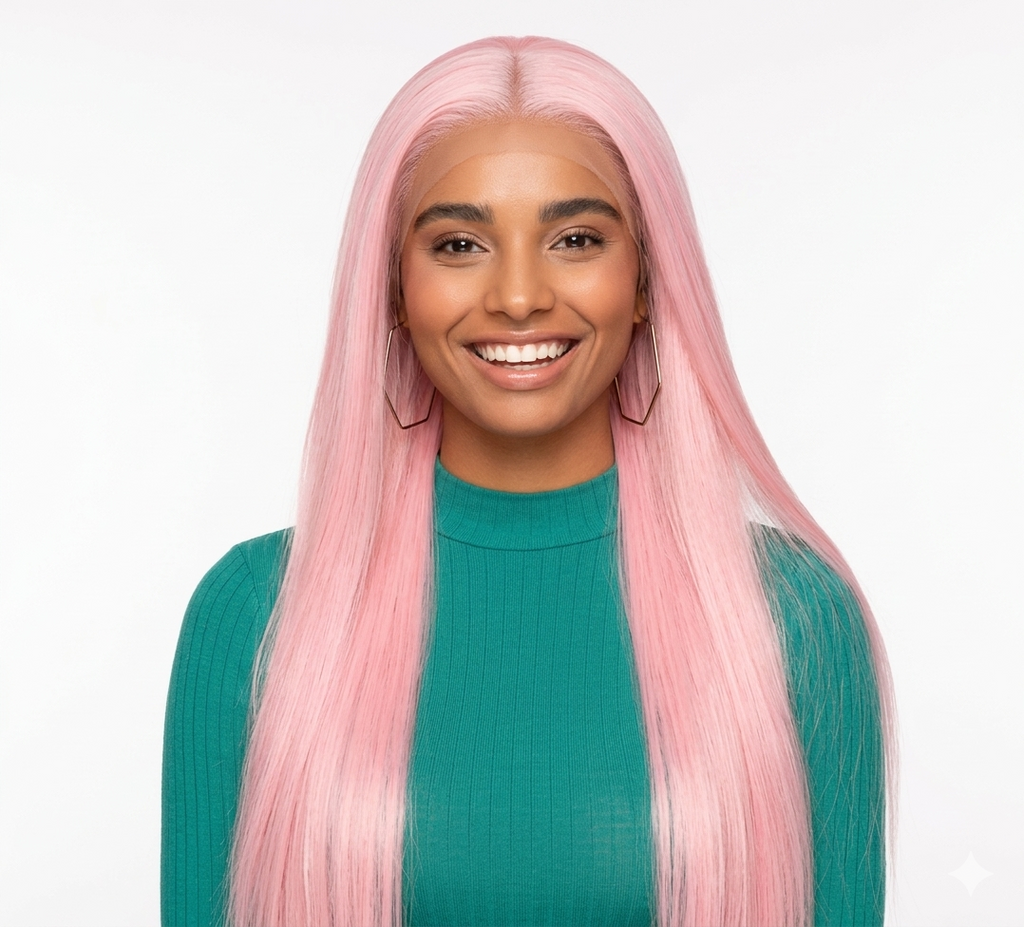 Light Pink 13x4 Lace Front Straight Cosplay Wig 26"