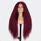Black Kinky Yaki Straight Middle Part Lace Front Wig