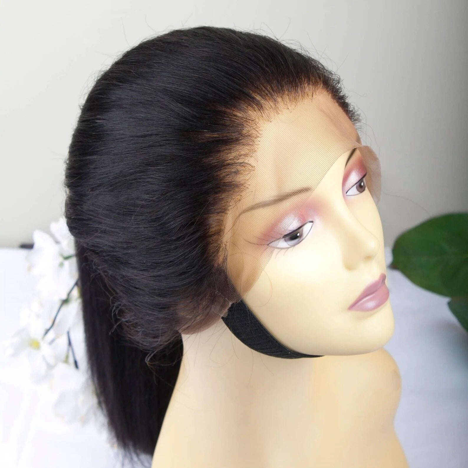 Glueless 26" Black Straight 13x4x1 Lace Front Synthetic Wig