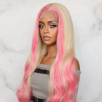 Glueless Pink Blonde Ombre Lace Wig | Free Part Body Wave