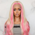 Glueless Pink Blonde Ombre Lace Wig | Free Part Body Wave