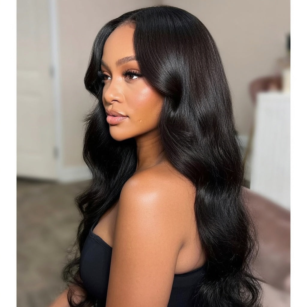 Glueless V Part Human Hair Wig | Body Wave No Leave Out