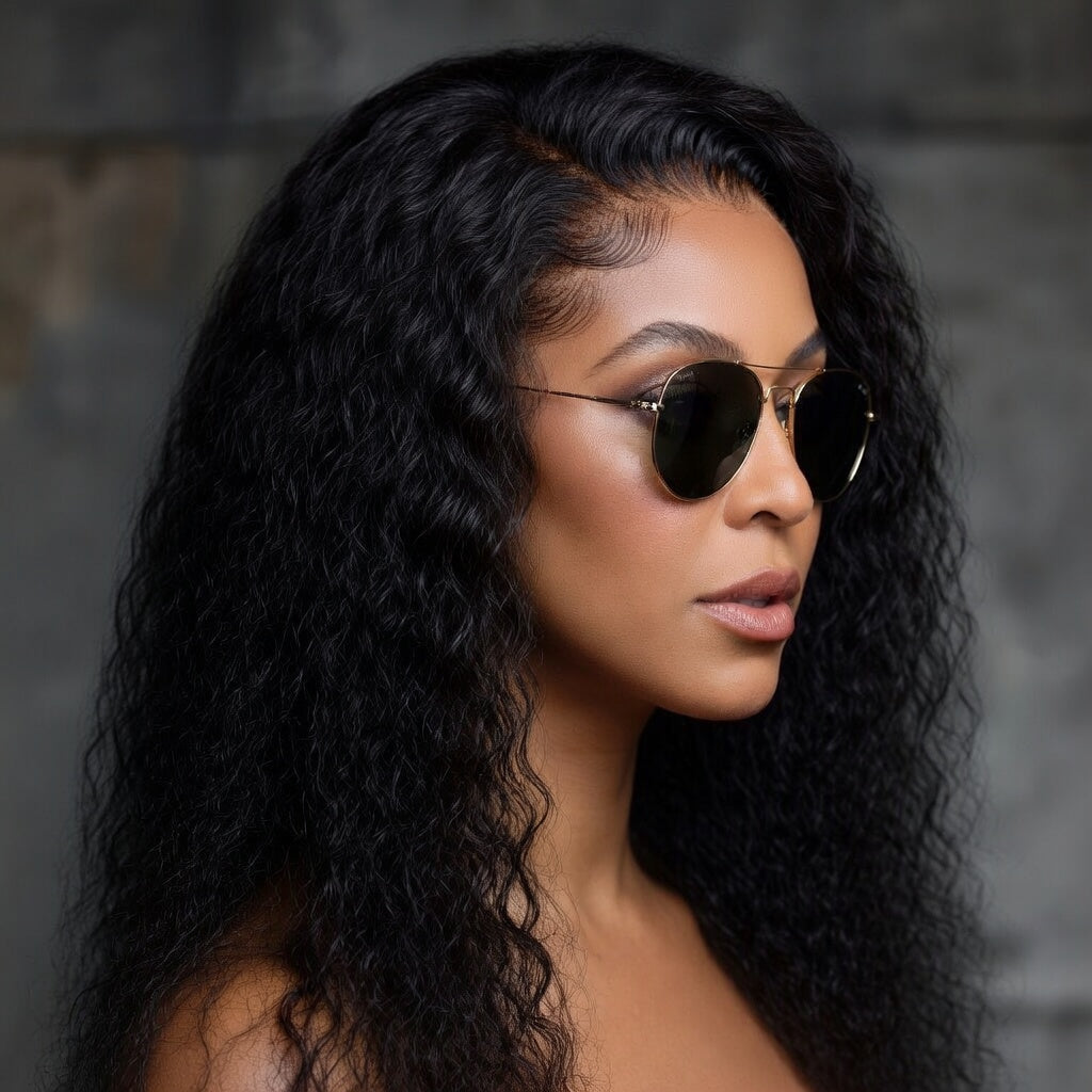 Ombre Black Blonde Wavy 30" Lace Front Synthetic Wig