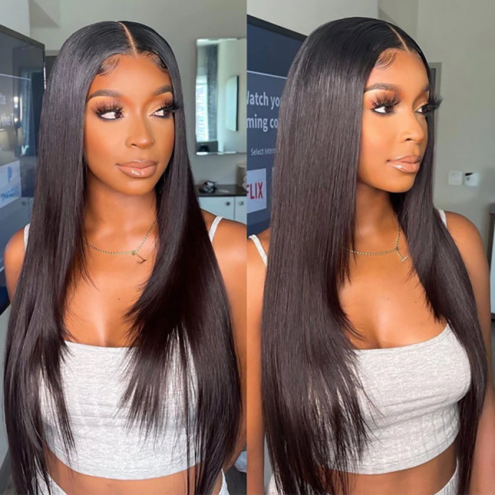Layered Cut Synthetic Lace Front Wig | Natural Black Straight