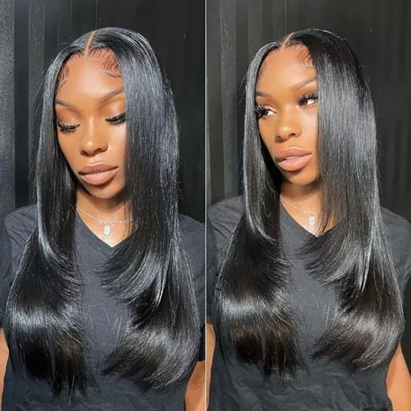Layered Cut Synthetic Lace Front Wig | Natural Black Straight