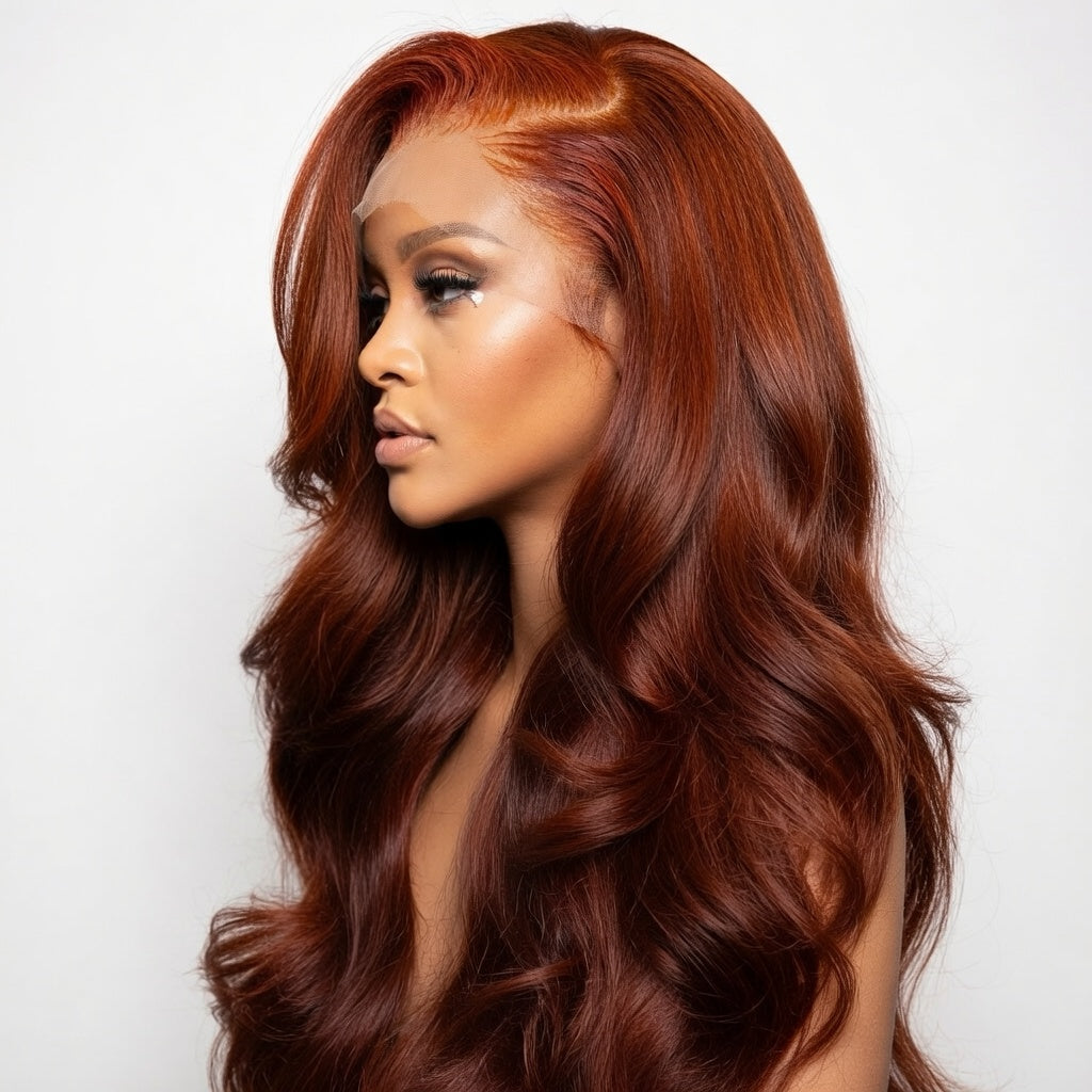 Premium Reddish Brown HD Lace Front Human Hair Wig
