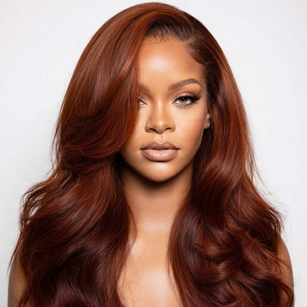 Premium Reddish Brown HD Lace Front Human Hair Wig