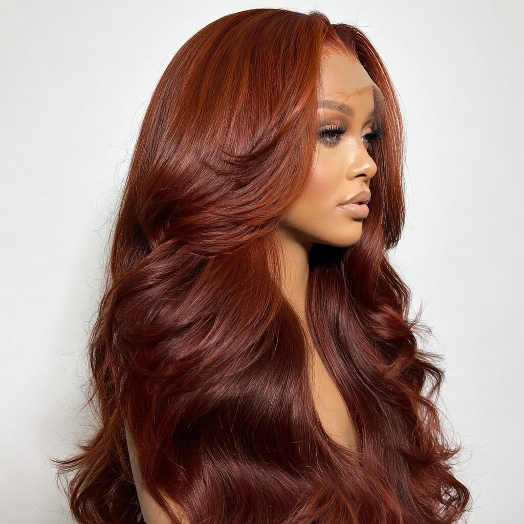 Premium Reddish Brown HD Lace Front Human Hair Wig