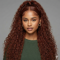 Reddish Brown Deep Curly 13x4 Lace Front Human Hair Wig