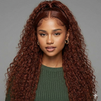 Reddish Brown Deep Curly 13x4 Lace Front Human Hair Wig