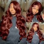 Reddish Brown Body Wave HD Lace Frontal Human Hair Wig