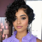 Short Pixie Deep Curly Bob T Part Lace Front Wig