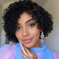Short Pixie Deep Curly Bob T Part Lace Front Wig