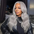 Silver Grey 13x6 HD Lace Body Wave Human Hair Cosplay Wig