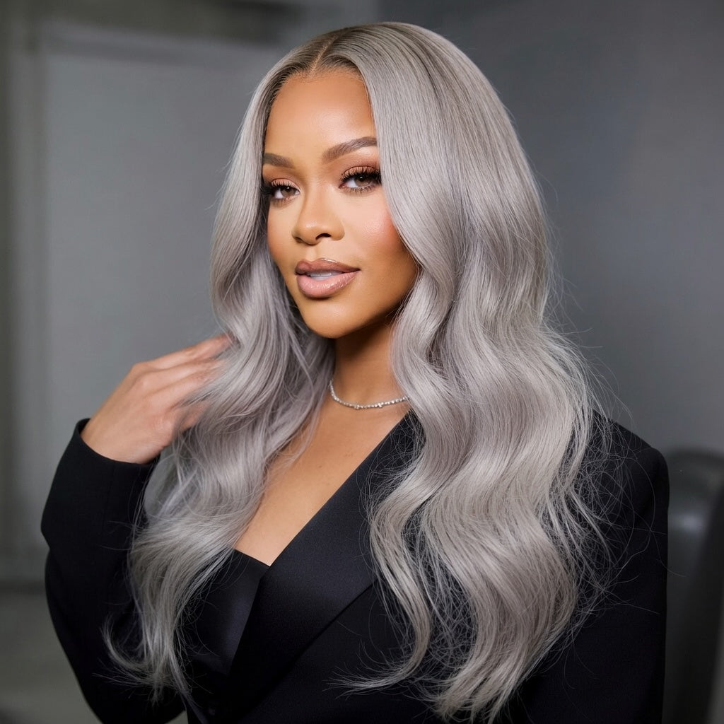 Silver Grey 13x6 HD Lace Body Wave Human Hair Cosplay Wig