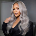 Silver Grey 13x6 HD Lace Body Wave Human Hair Cosplay Wig