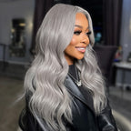 Silver Grey 13x6 HD Lace Body Wave Human Hair Cosplay Wig