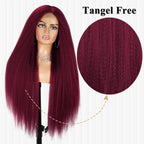 Black Kinky Yaki Straight Middle Part Lace Front Wig