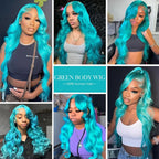 30" Teal Green Body Wave 13x6 HD Lace Human Hair Wig