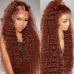 Reddish Brown Deep Curly 13x4 Lace Front Human Hair Wig