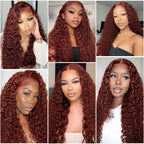 Reddish Brown Deep Curly 13x4 Lace Front Human Hair Wig