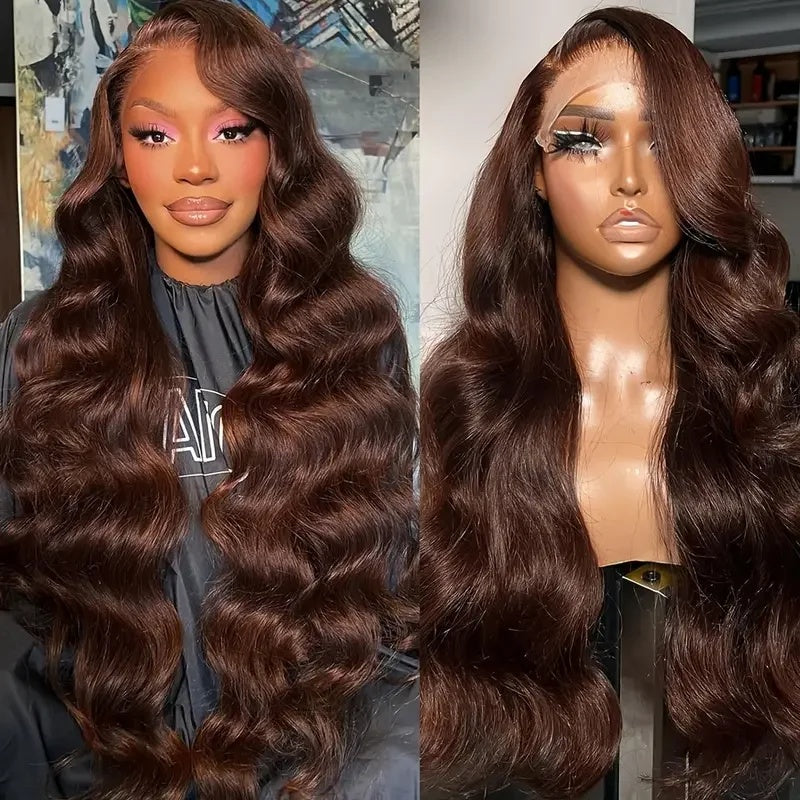 Chocolate Brown 13x6 HD Lace Body Wave Human Hair Wig