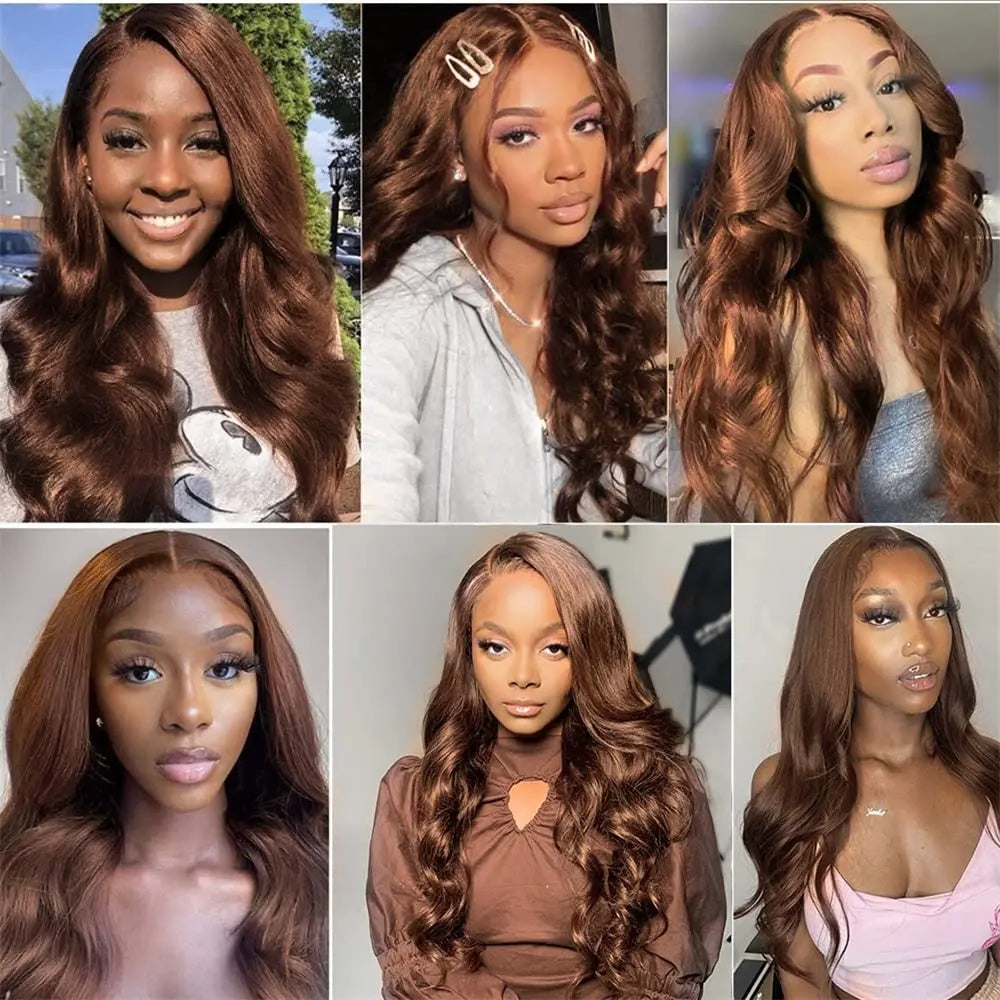 Chocolate Brown 13x6 HD Lace Body Wave Human Hair Wig