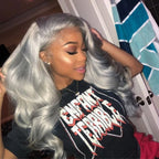 Silver Grey 13x6 HD Lace Body Wave Human Hair Cosplay Wig