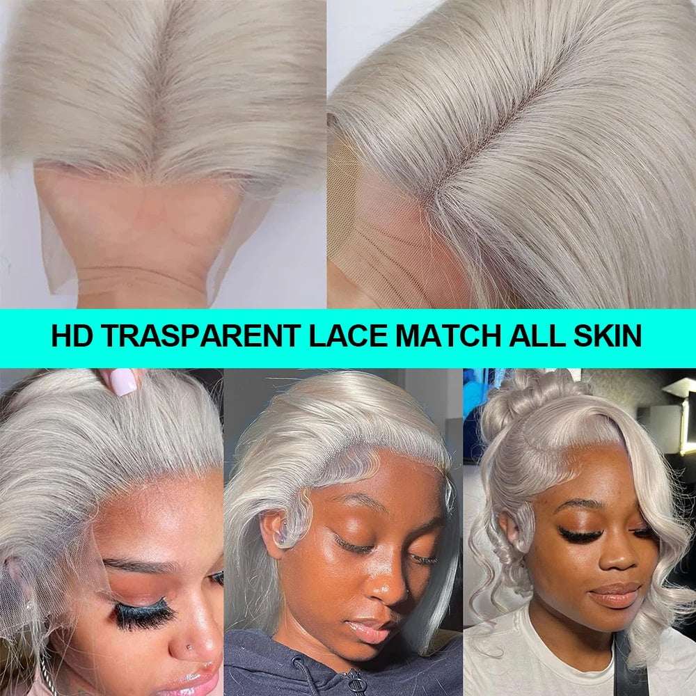 Silver Grey 13x6 HD Lace Body Wave Human Hair Cosplay Wig