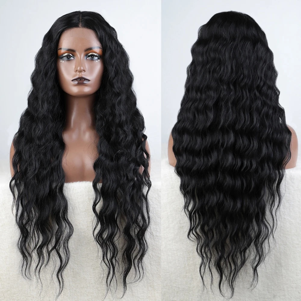Ombre Black Blonde Wavy 30" Lace Front Synthetic Wig