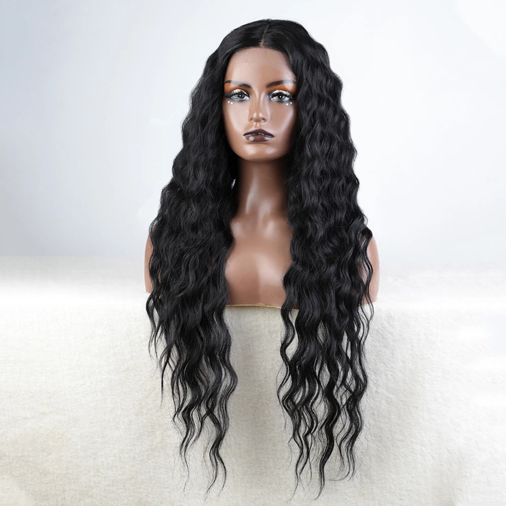 Ombre Black Blonde Wavy 30" Lace Front Synthetic Wig