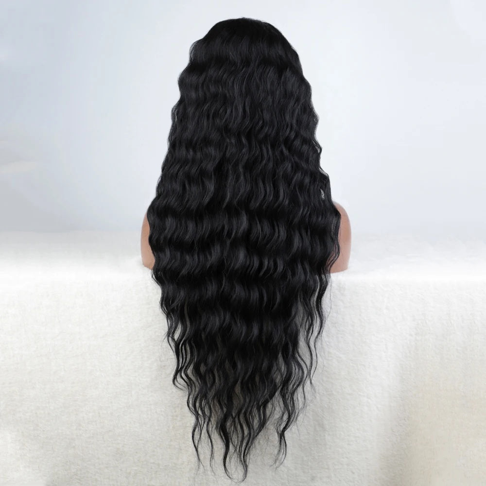 Ombre Black Blonde Wavy 30" Lace Front Synthetic Wig