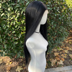 Jet Black Glueless 13x4 Lace Straight Synthetic Wig 26"